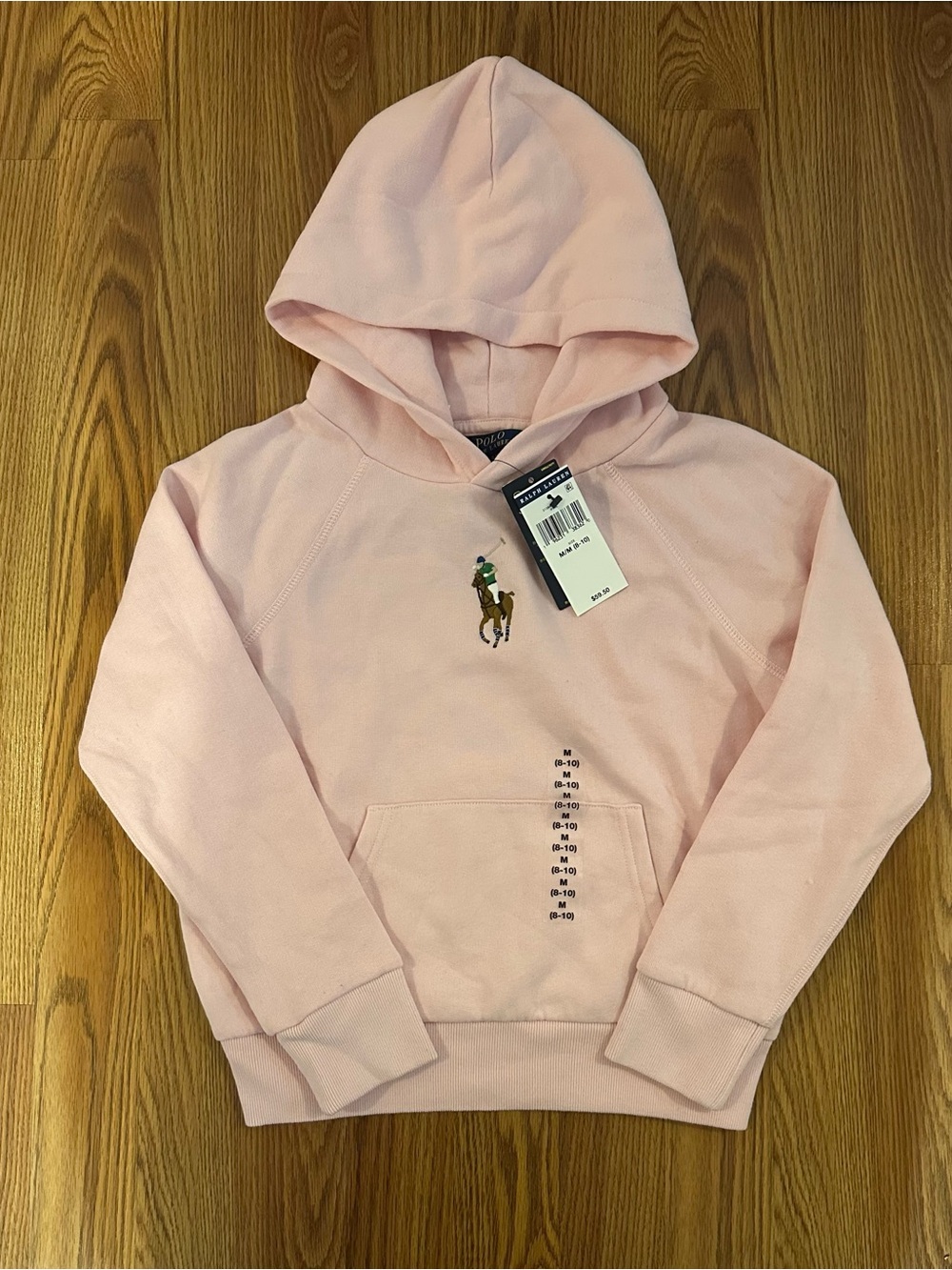 Polo Ralph Lauren Girl’s Pink Big Pony Fleece Hoodie, Size M (8-10)